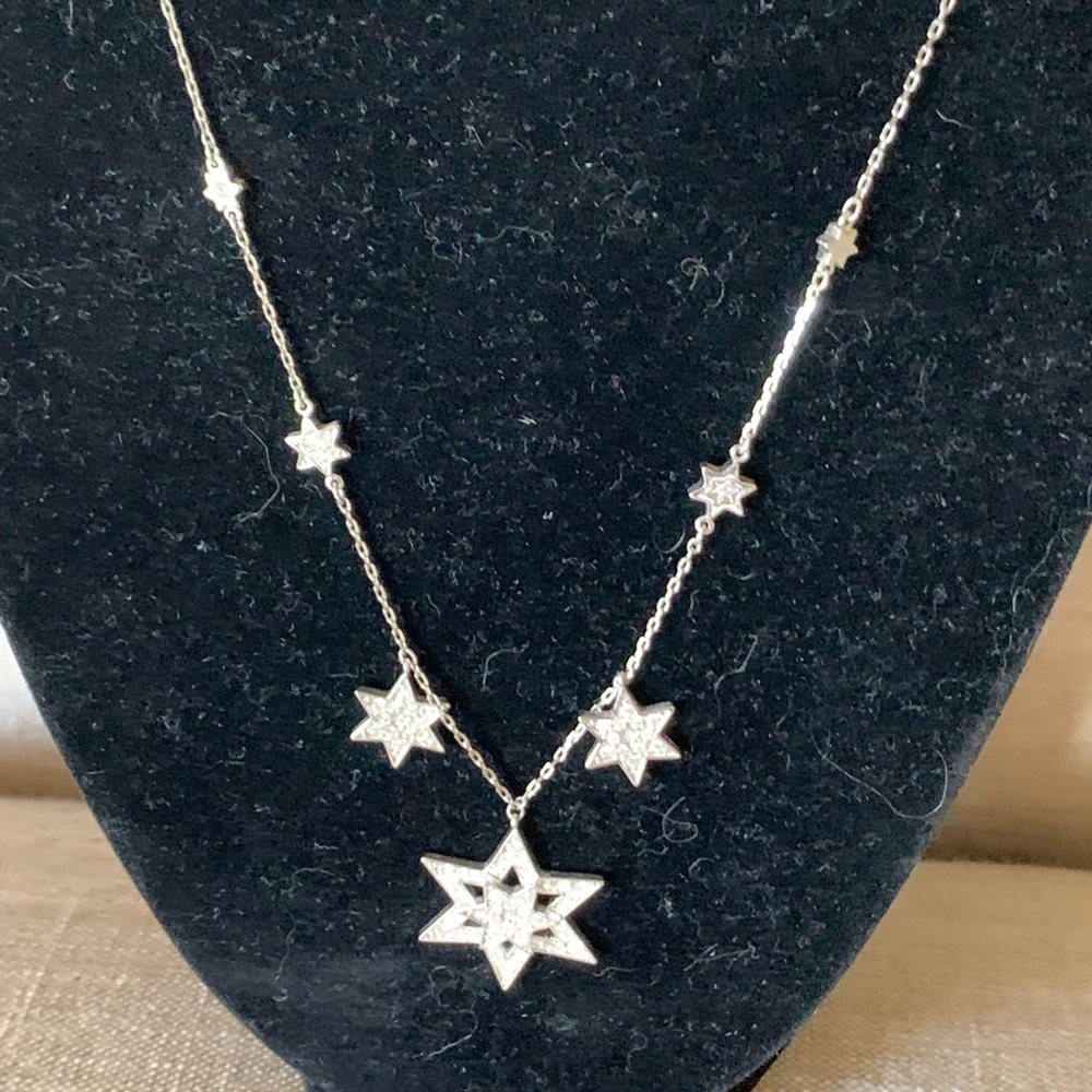 STUNNING SWAROVSKI PAVE CRYSTAL STAR NECKLACE 15.5